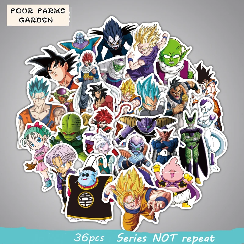 36 шт. DBZ Аниме Дракон наклейки Супер Саян Гоку мультфильм стикерчемодан ноутбук скейтборд ПВХ водонепроницаемые игрушечные наклейки
