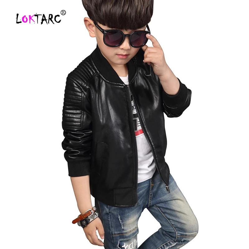 LOKTARC/кожаная куртка для мальчиков байкерская из искусственной кожи Мото девочек