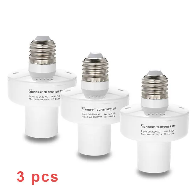3 pcs Sonoff Slampher умный WiFi держатель света Wifi переключатель умный дом E27 держатель лампы прерыватель для Alexa Google Home - Комплект: 3 pcs