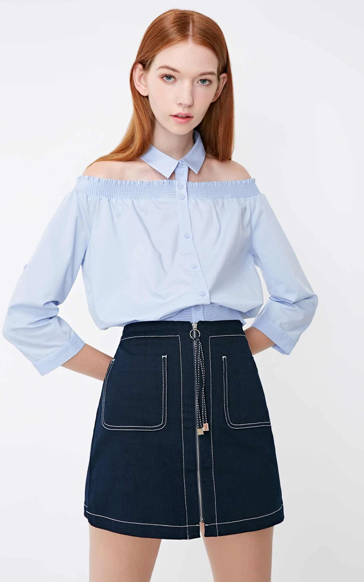 Перманентные полки Vero what Moda seven с открытыми плечами Весна рубашка рукав короткая куртка женская | 318331562