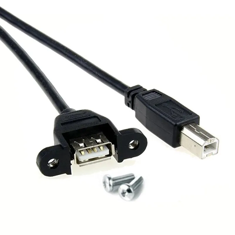 

USB A Female to B Male Adapter USB 2.0 B Male Plug to A Female Socket Panel Mount Cable 30cm/50cm/100cm