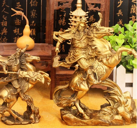 SCY 326 + медная статуя лошади Wu Guan Yu орнаменты Богатство счастливый будда Гуань эрье