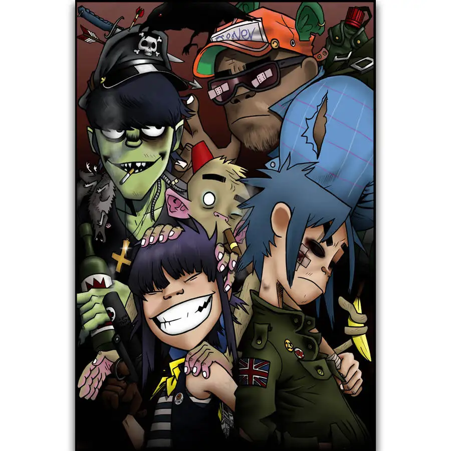 S2715 Gorillaz английская Виртуальная музыкальная группа Деймон Албарн Джейми хевл настенная живопись печать на Шелковый Холст постер для декорации дома