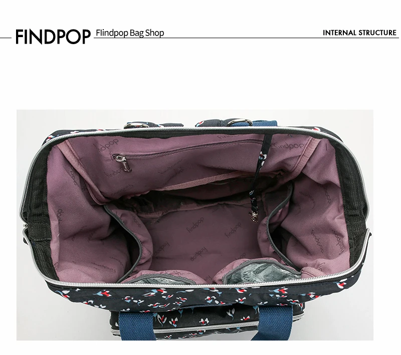 Findpop, Большой Вместительный женский рюкзак, Mochilas, новинка, цветочный принт, рюкзаки для женщин, 3 цвета, противоугонные, холщовые рюкзаки