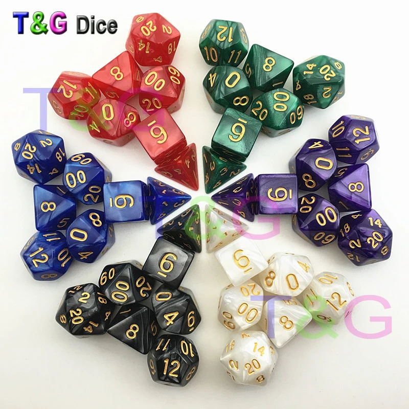 D& D эффект мраморной поверхности золотой цифровой D4 D6 D8 D10 D10% D12 D20 6 комплектов разных цветов с мешками для игральных костей