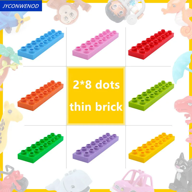 

Large Particle Building Blocks Accessories Classic basic Toys for Children Gifts 2*8 dots thin brick Compatible with duploINGlys