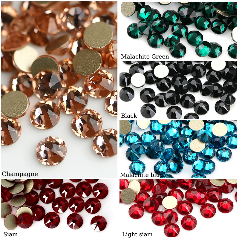 QIAO 8 big+ 8 small Cut Facets не горячей фиксации хрустальные стразы, стекло высшего качества Стразы, каменные кристаллы AB Клей на одежду