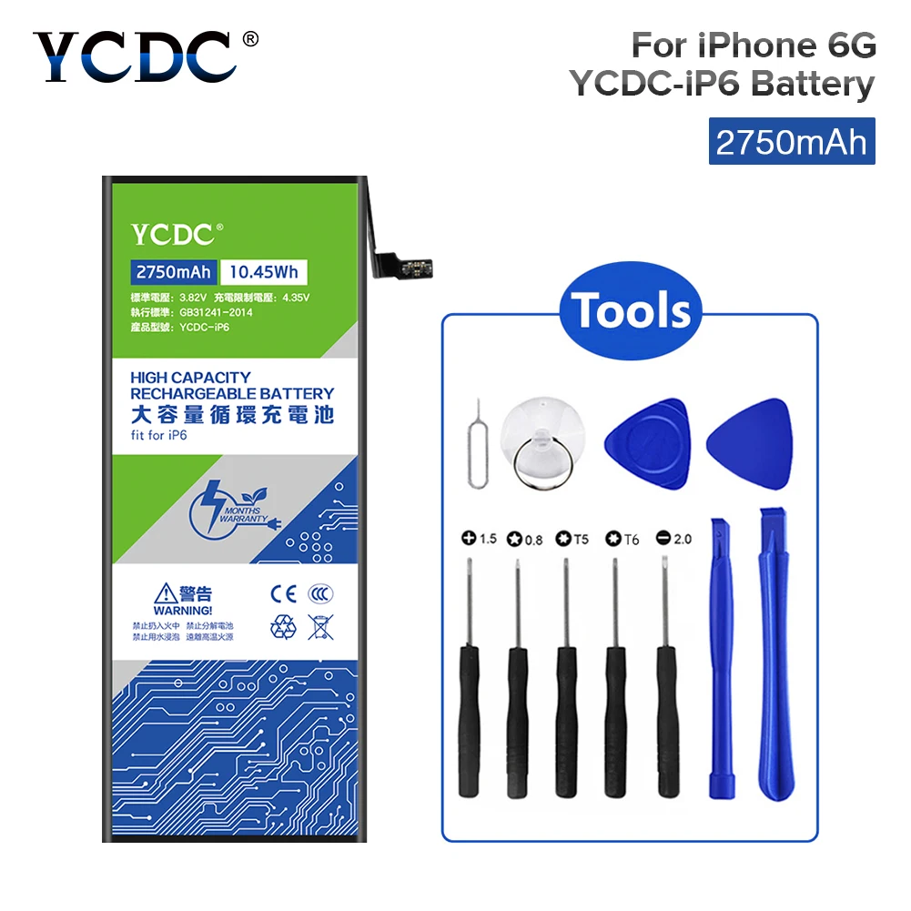 2750mAh литий ионная аккумуляторная батарея для Apple IPhone 6 6G Высокое качество 3 82 V