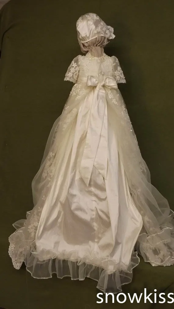 Платье на крестины для девочек и мальчиков платья малышей цвет белый слоновой