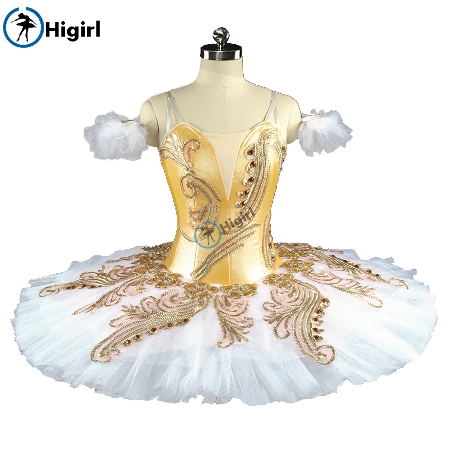 Женский Профессиональный Балетный костюм пачка для взрослых цвет желтый золотой