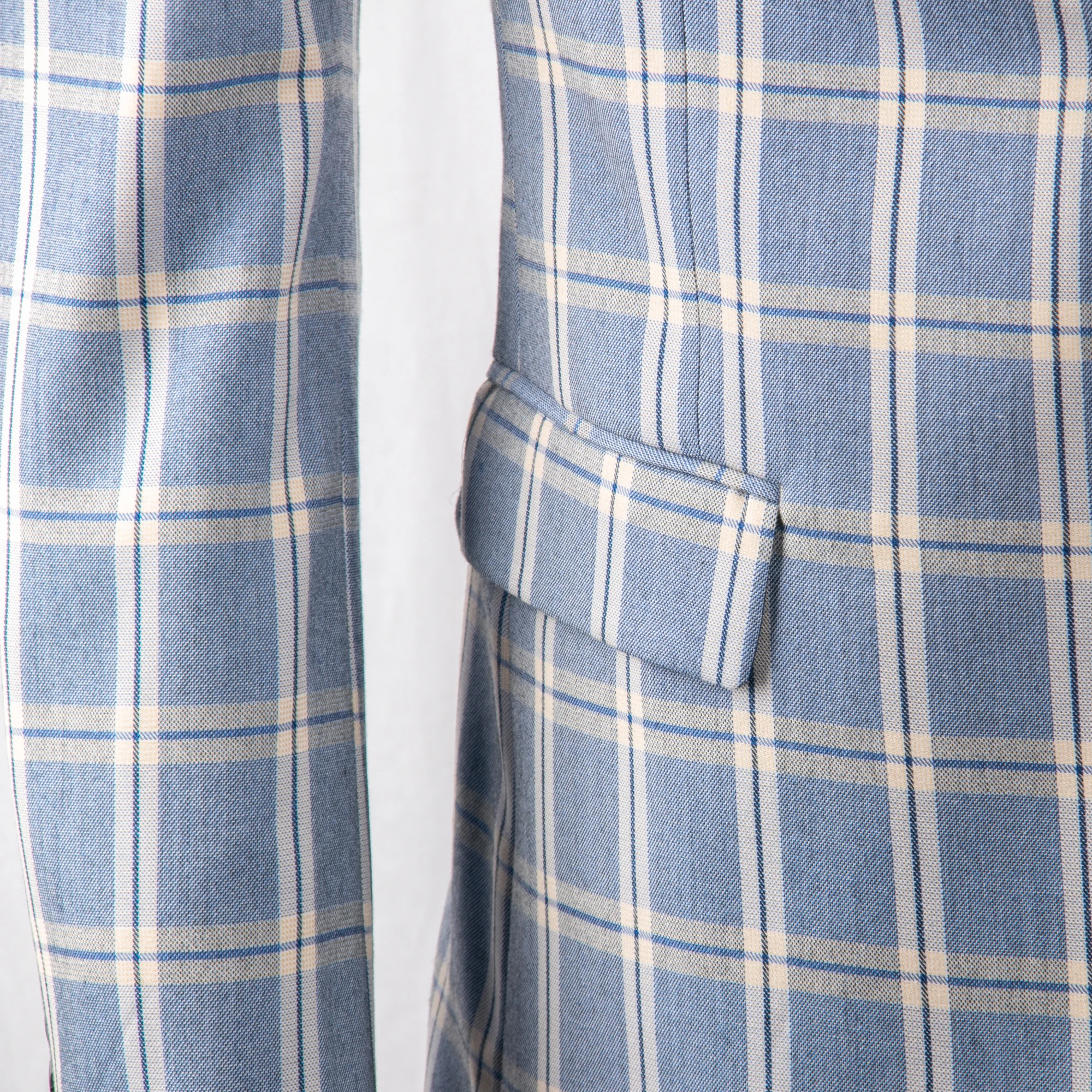 Light Blue Grey Plaid Men Suit Custom Made Slim Fit Two-piece Casual Suits For Patterned Costume Sur Mesure | Мужская одежда