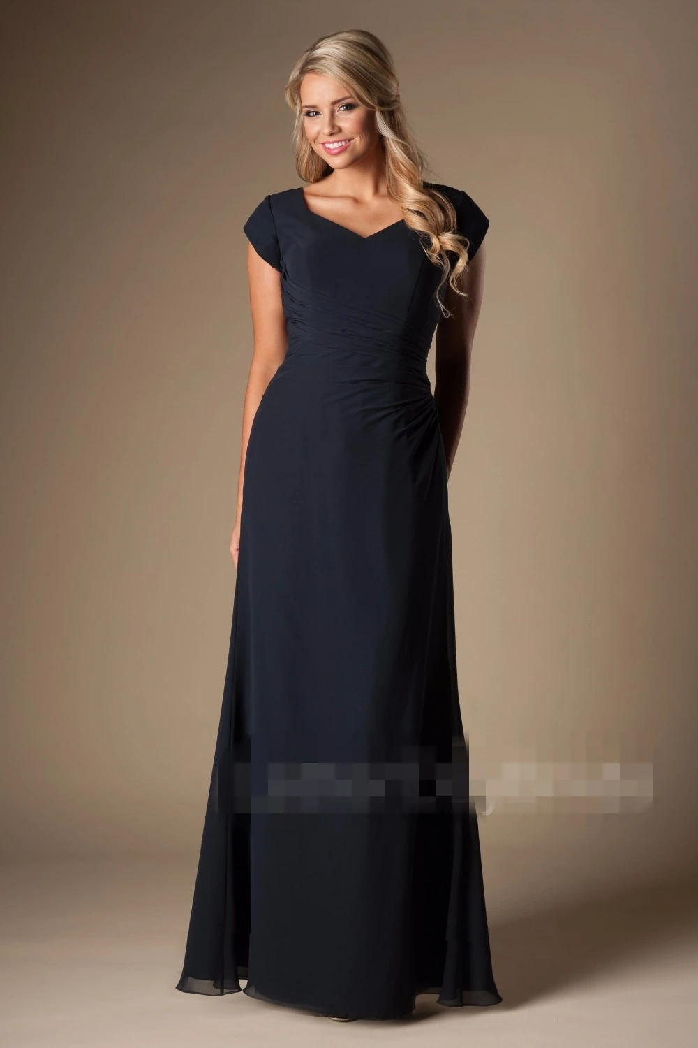 Темно синяя шифоновая скромные платья для подружки невесты 2019 рубашка с