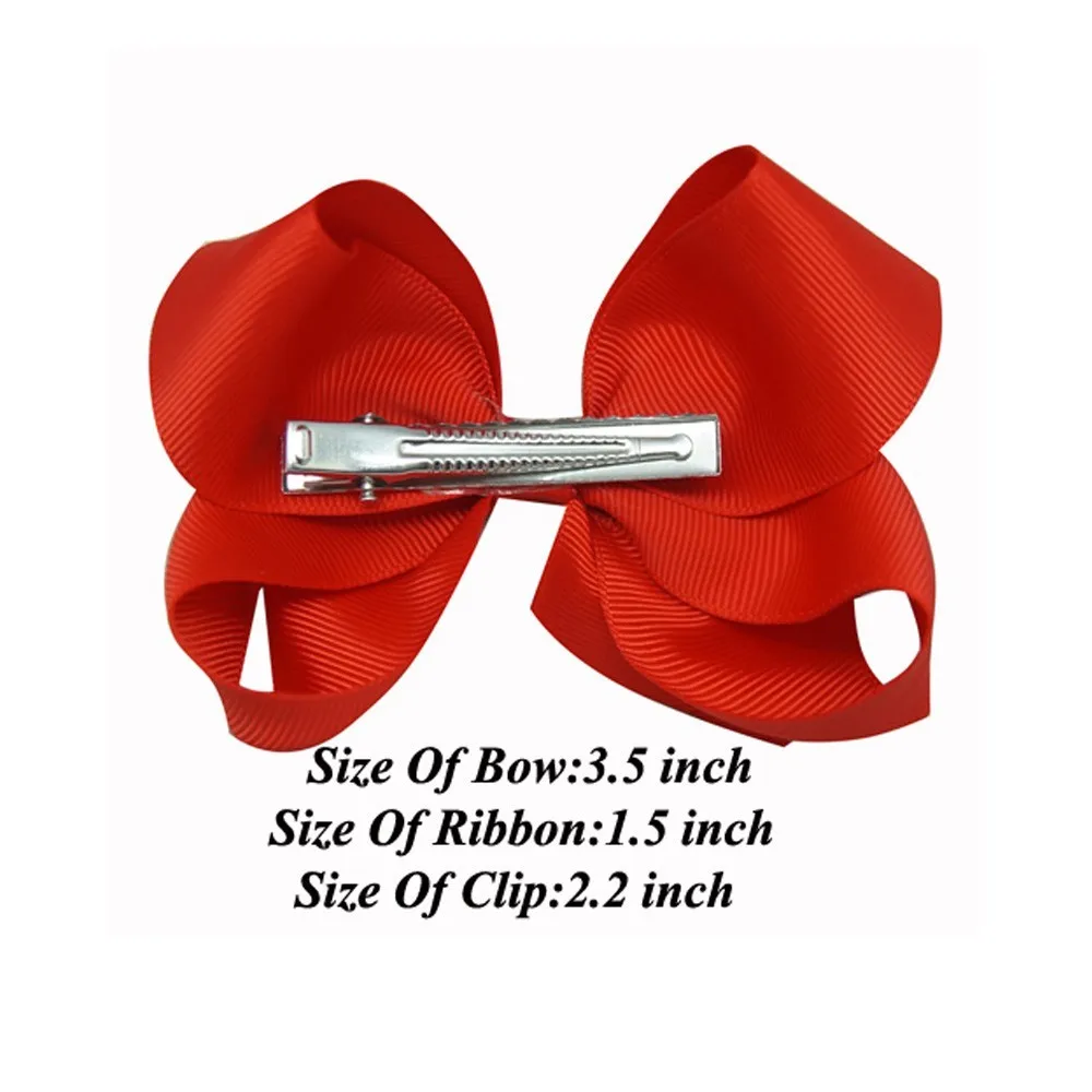 2Pcs/Lot Sweet 4'' Solid Hair Bows Grosgrain Ribbon With Alligator Clip Hairpins For Kid Girls Accessories | Детская одежда и