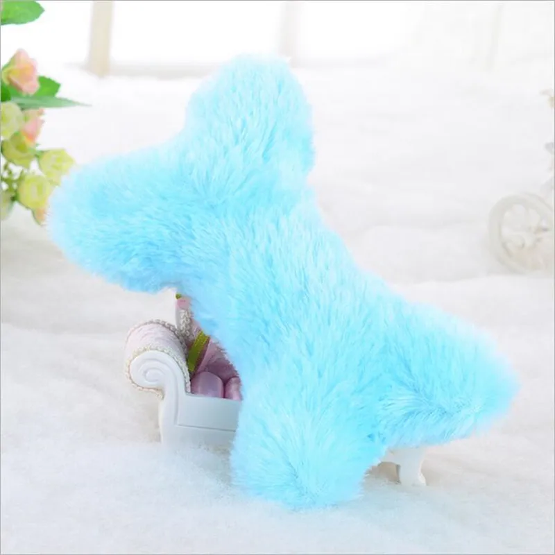 Blue Игрушки для собак, плюшевые кости для собак, чучела, пищащий звук, жевательная игрушка, интерактивные игрушки для собак - Color: Blue