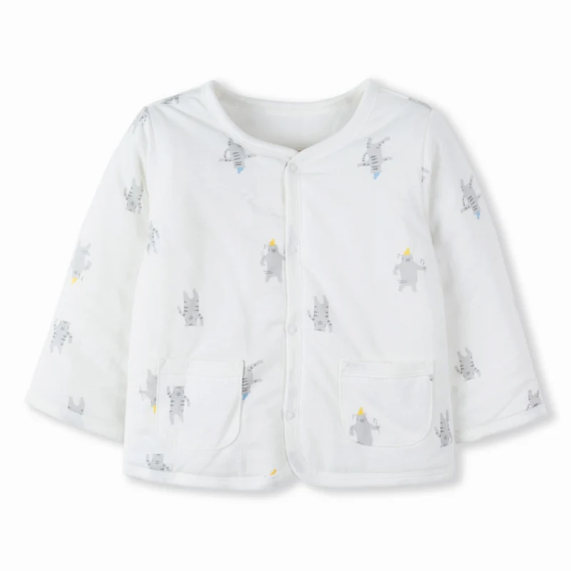 Balabala Infant Baby Boy Girl 100% Cotton Printed Long-Sleeved Shirt with Pockets Front Snap Closure for Newborn Babys |