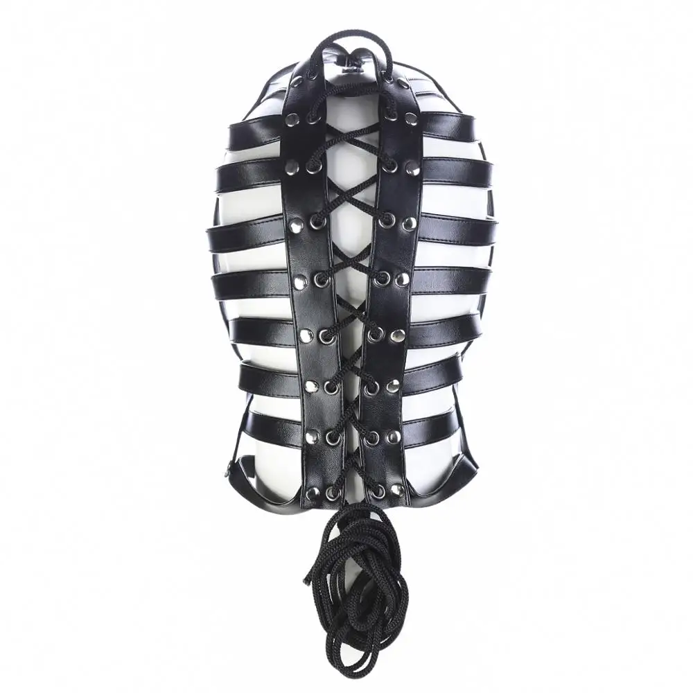 PU Leather Sexy Toys BDSM Hollow Fetish Mask Hood Bondage Costumes Party Cosplay Slave Punish Headgear Adult Game | Красота и