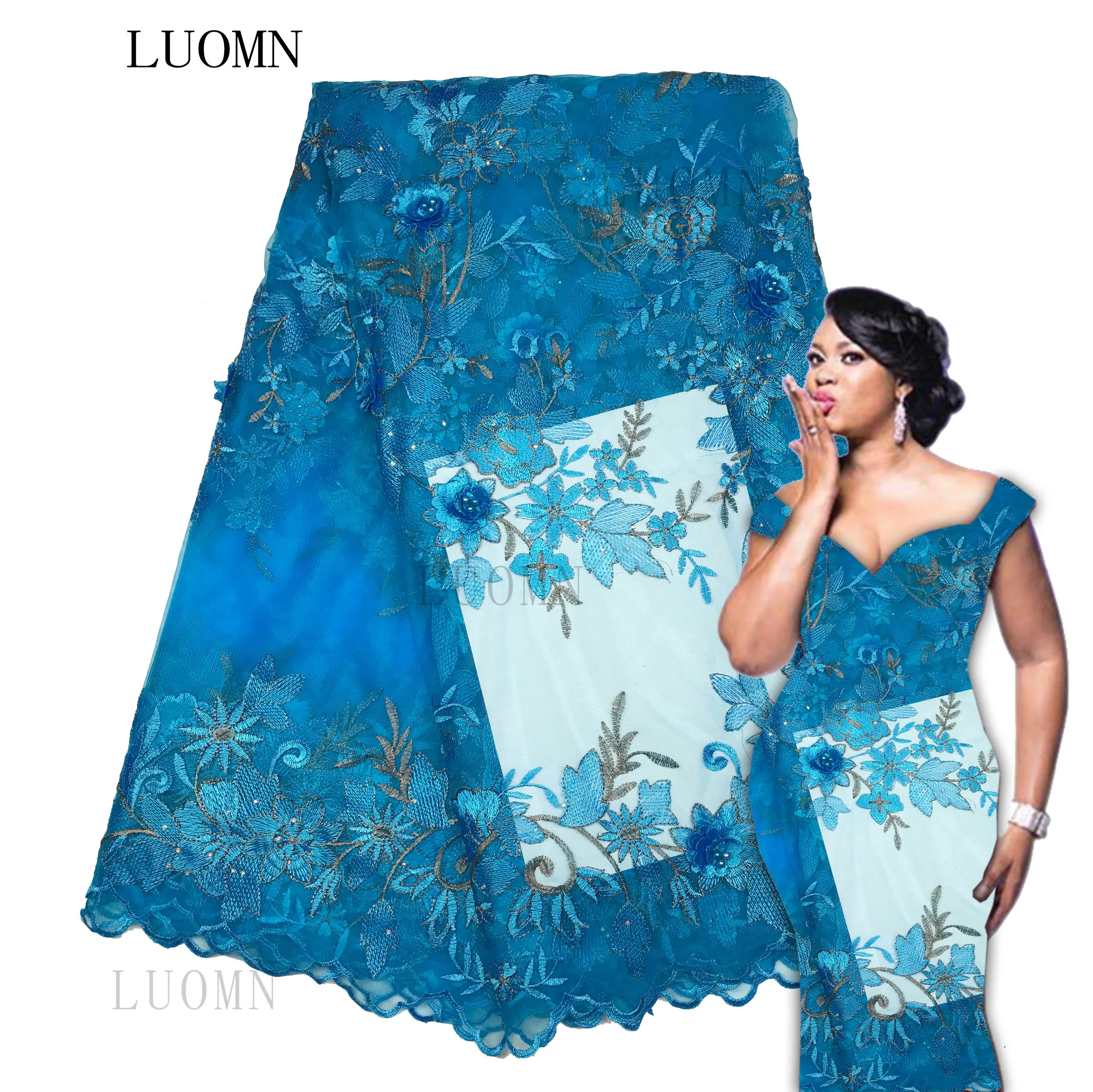 2019 High Quality Rhinestone Guipure African Lace Fabric Embroidered Wedding Decoration French Nigerian Fabrics | Дом и сад