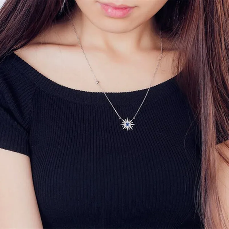 Женское ожерелье с подвеской в виде подсолнуха из серебра 925 пробы|fashion necklace|necklace