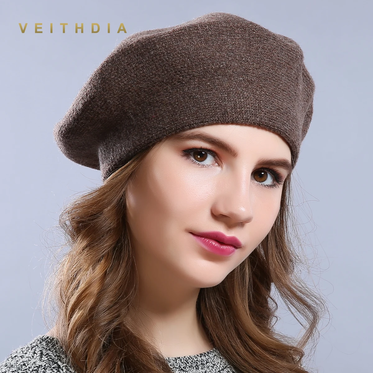 VEITHDIA новые зимние шапки-береты однотонные шерстяные кашемировые женские теплые
