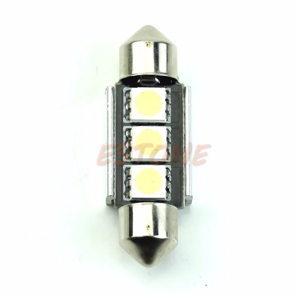Автомобильный 39 мм 3 SMD светодиодный 5050 CANBUS Festoon Dome ОШИБОК белый светильник на
