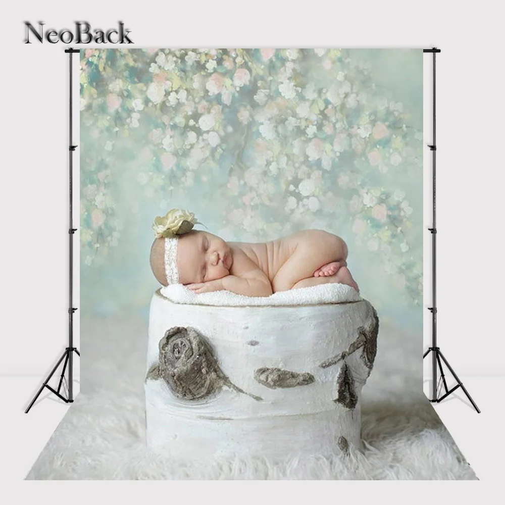 Neoback 3x5ft 5x7ft зеленый тон винил фон фоны для новорожденных детей с принтом