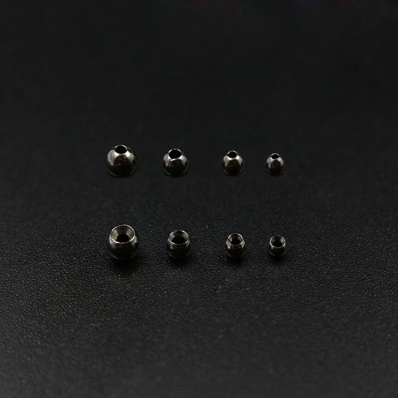 black nickle 40 шт./компл. 4 размера ассорти Вольфрам потайной круглые бусины 2/2. 4/2,8/3,3 мм тяжелый МУШЕК БУСИНЫ серьги nymph с головкой мушек материал - Цвет: black nickle