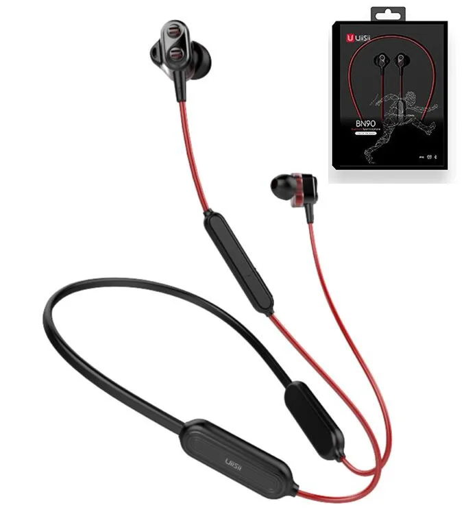 Беспроводная bluetooth-гарнитура UiiSii BN90, Hi-Fi гибридная технология, наушники-вкладыши, двойная батарея, IPX5, водонепроницаемые наушники CSR BT4.1 - Цвет: red