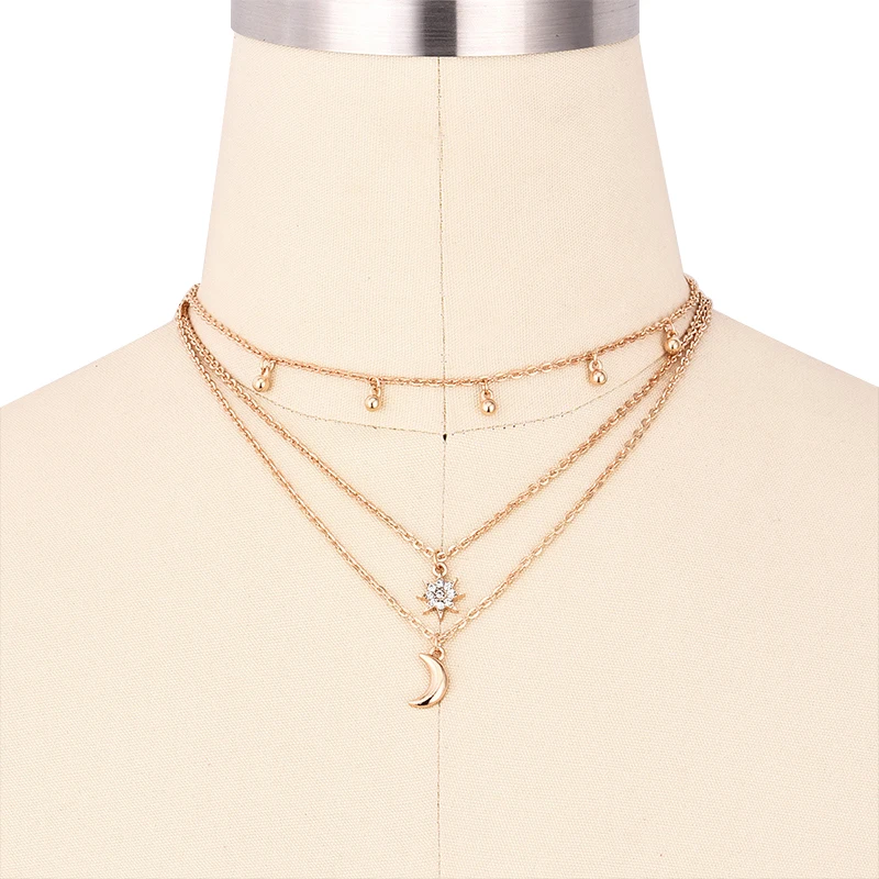 3 шт./компл. модное многослойное ожерелье с подвеской в виде Луны звезды