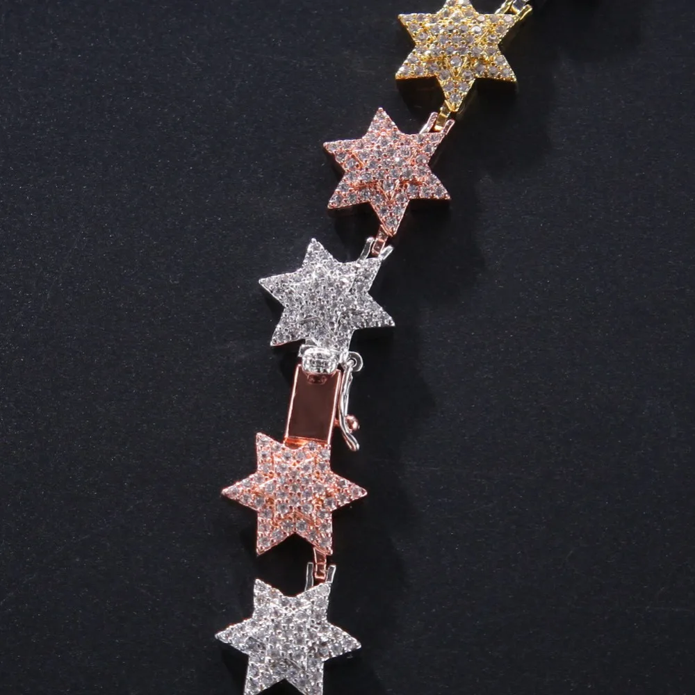 Для мужчин в стиле "хип-хоп" льдом bling star Цепи Цепочки и ожерелья бриллиантовое паве Циркон 18i-20inch длинные цепочки, ожерелья в стиле хип-хоп ювелирные изделия для мальчиков и девочек
