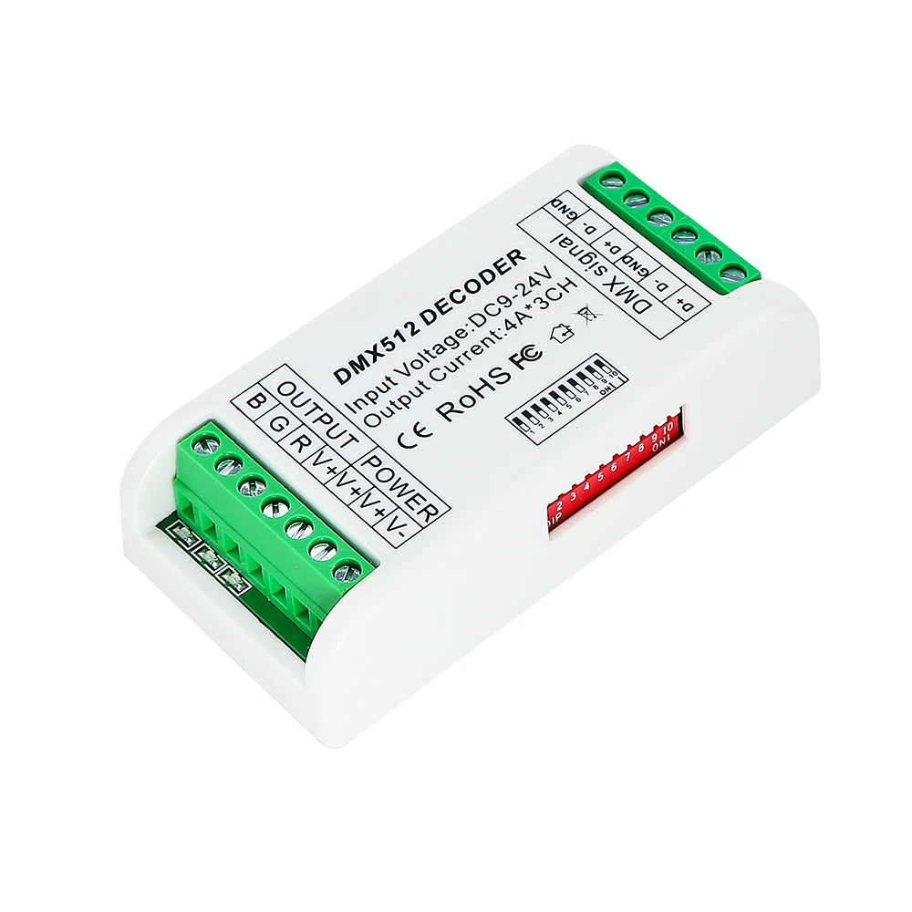 Мини 3 канальный DMX512 декодер светодиодный диммер драйвер для RGB Светодиодные