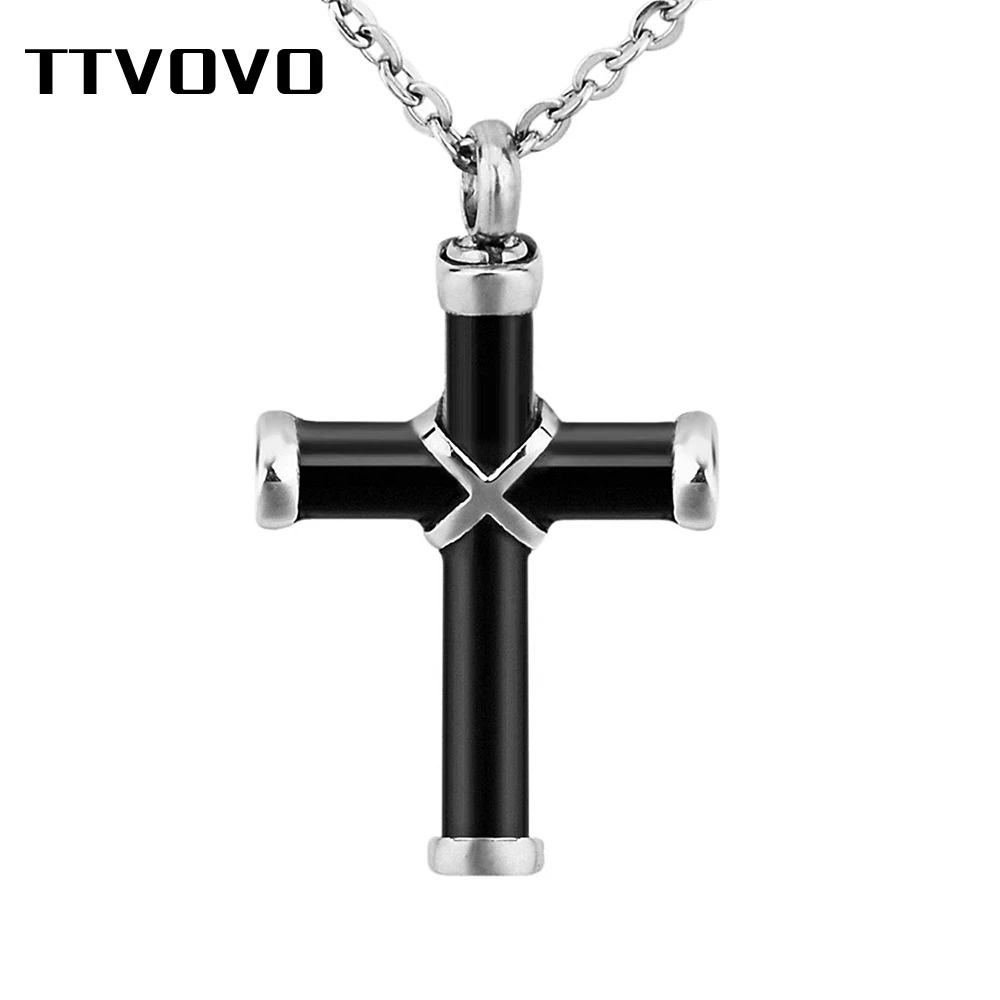 

TTVOVO Cremation Jewelry Cross Urn Necklaces for Ashes Women Men Stainless Steel Memorial Pendant Ashes Keepsake Jewelry Memory
