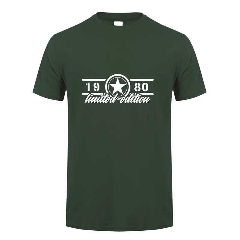 Forest green Летняя Новинка 1980 Ограниченная серия футболка Топы мужские хлопковые с коротким рукавом 1980 День рождения Подарочная Футболка мужская футболка OZ-269 - Цвет: Forest green