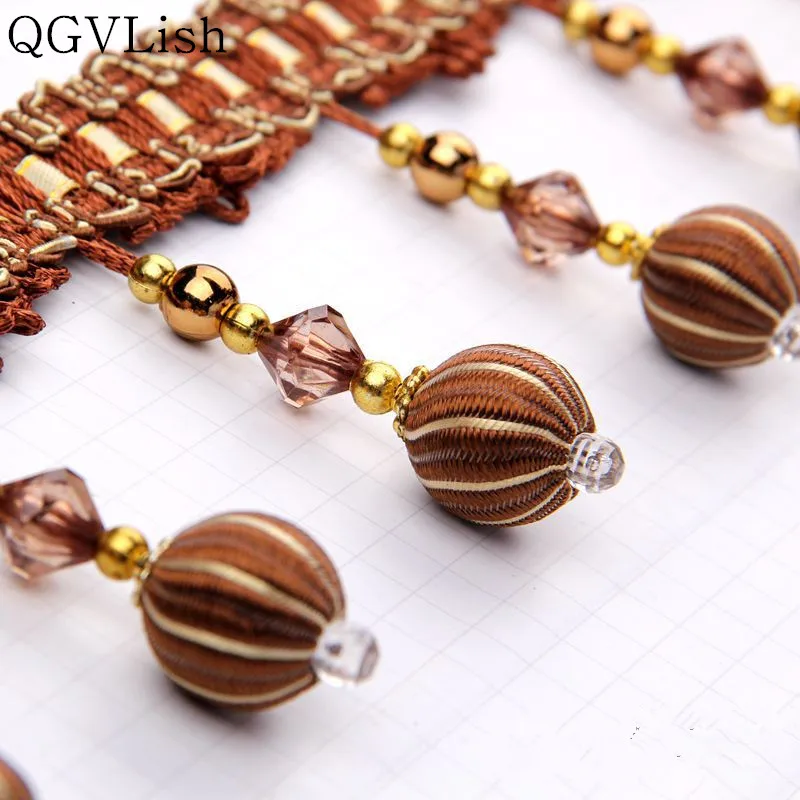 Qgvish 12 м/лот бусины занавеска кисточка бахрома кружевные планки DIY шитье диван сценический светильник Декор края занавески аксессуары кружевная лента