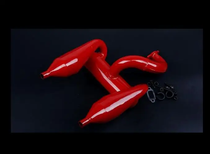 Красная выхлопная труба с двойным отверстием для Losi 5ive-T LOSB0019 Rovan LT MINI WRC KM X2 DDT QL-5T gas
