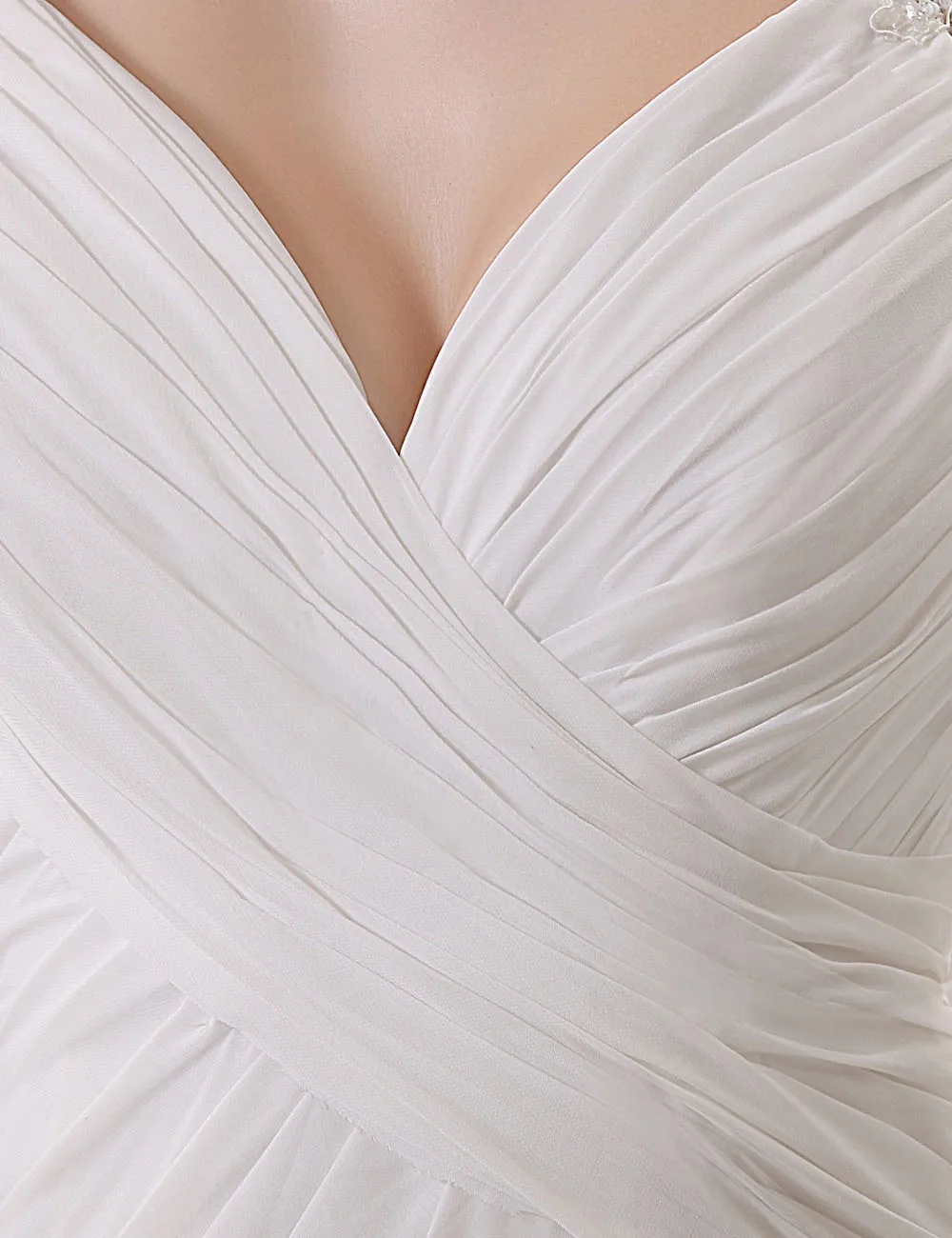 Пляжное свадебное платье с V образным вырезом и бисером|beach wedding dress|wedding dressbeach |