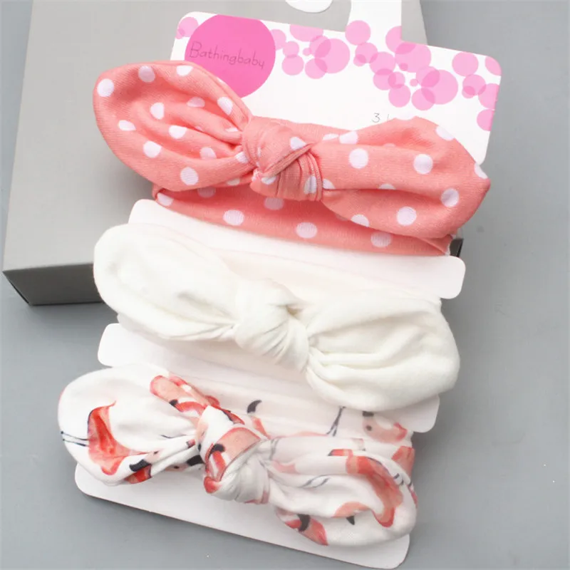 3Pcs Cute Rabbit Ear Baby Headband Neonata Bow Flower Elastic Haarband Girls Headbands Children Turban Hair Accessories Set | Детская