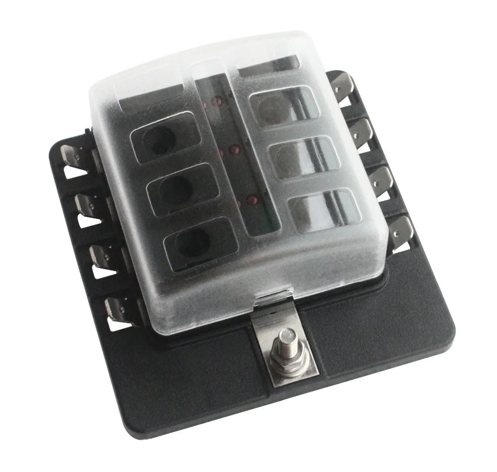 

30A Circuit 8 Way Blade Fuse Block Box Holder with LED Warning Light for Car Boat Marine Truck Auto+ 40 Stickers