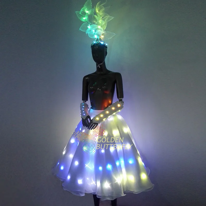 2017 светящееся платье светодиодное полноцветная меняющая цвет светящаяся