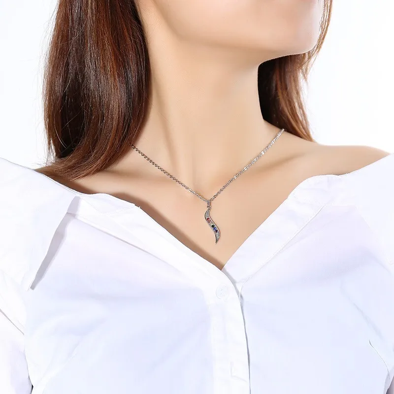 Кулон унисекс из нержавеющей стали с радужными камнями|Цепочки| |