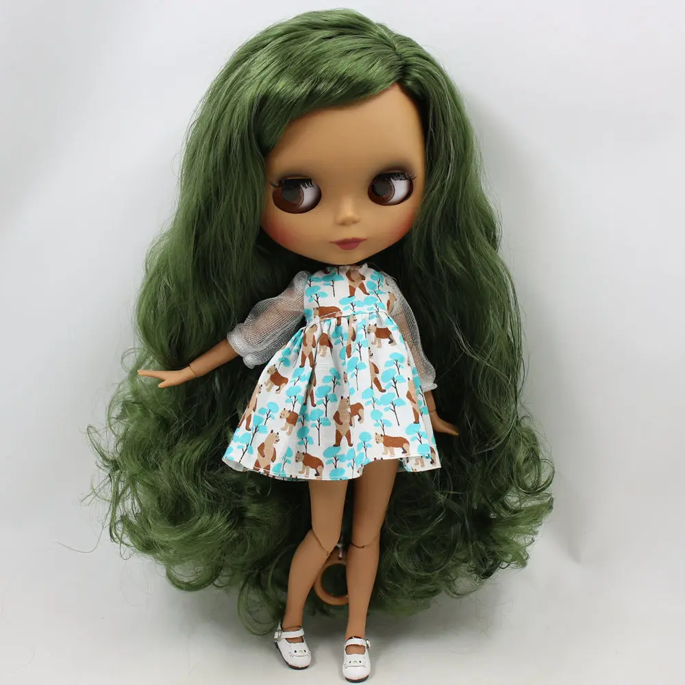 a set like the pic Ледяной обнаженный Blyth кукла No. BL4299 зеленые волосы боковая часть черный матовый лицо суставное тело 1/6 bjd - Цвет: a set like the pic
