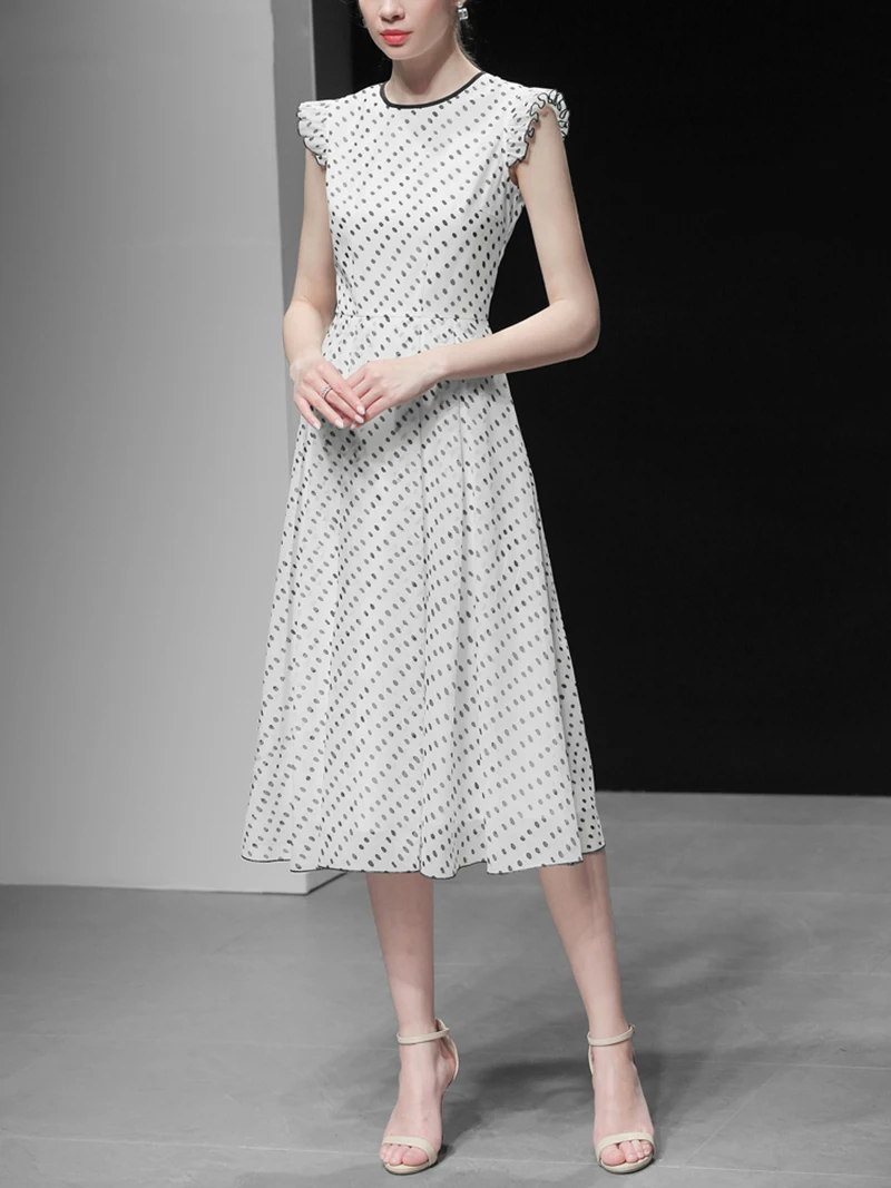 2019 летние модные женские винтажные платья с круглым вырезом средней талией