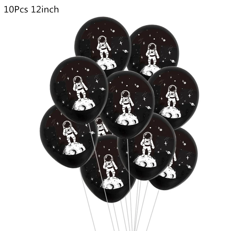 10pcs 12inch black 10 шт. вечерние воздушные шары космонавта, галактические тематические праздничные Детские шары для дня рождения - Цвет: 10pcs 12inch black
