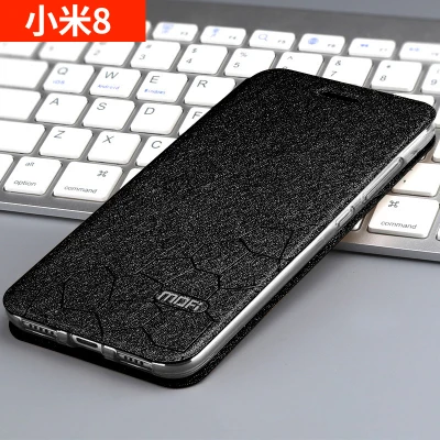 Black Mofi флип чехол для Xiaomi Mi8 lite чехол защитный чехол для Xiaomi Mi8 lite 6,26 дюймов Fundas Cas PU кожаный экран для Mi8 lite - Цвет: Black