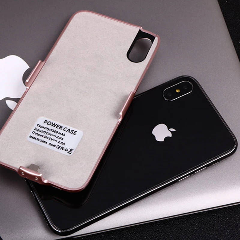 Зарядное устройство чехол для iPhone X 5500 mAh power Bank ультра тонкий внешний резервный