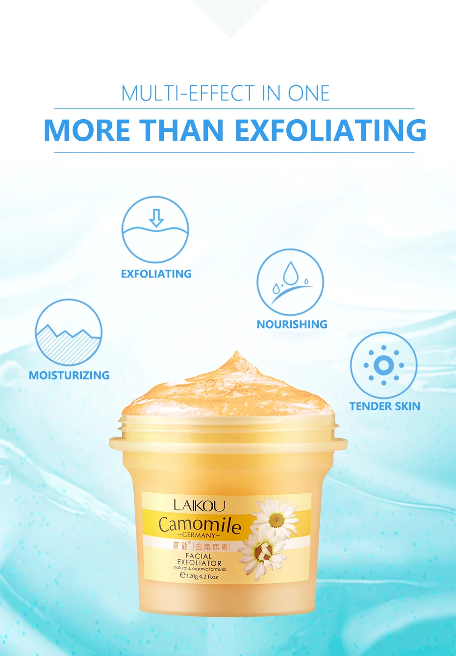 Эксфолиатор для лица Camomile Германия LAIKOU крем для лица отбеливающий гель Уход за кожей увлажняющее очищающее средство витамин коллаген отшелушивающий