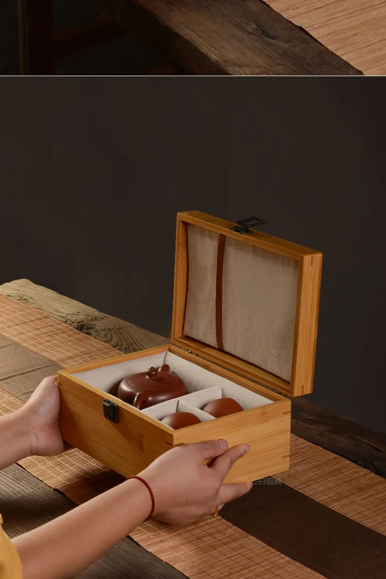 buckle bamboo gift box movable cosmetic organizer storage makeup organizer Traditional Chinese Jewelry Box