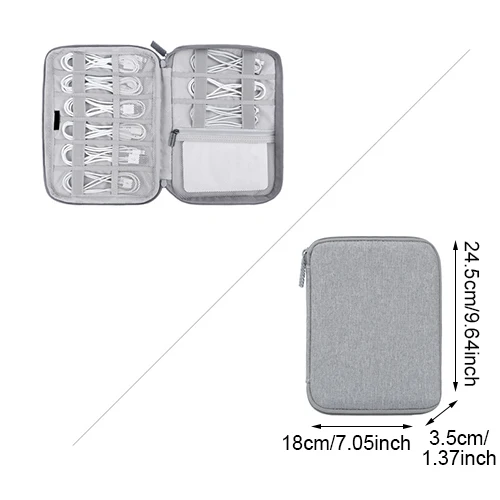 Gray Double Layer L Дорожные цифровые сумки водонепроницаемый кабель Чехол для наушников USB зарядное устройство чехол для путешествий электронный гаджет упаковка Органайзер аксессуары Поставка - Цвет: Gray Double Layer L
