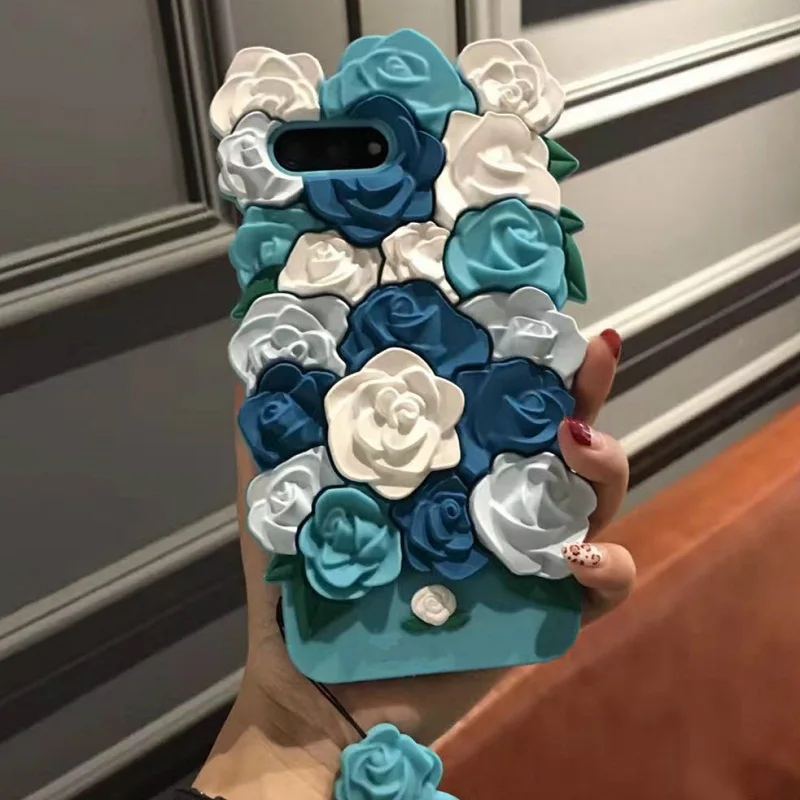3D милый романтичный чехол для телефона с розами для iPhone XS MAX XR 8 7 Plus 6 6s Plus, мягкий силиконовый роскошный модный бесплатный ремешок