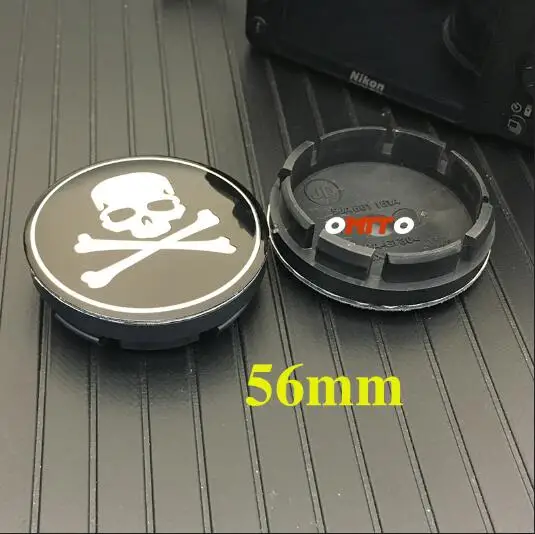 Skull 56caps Новые 4 шт. центра колеса Кепки обод колеса Знак Чехлы концентратор Кепки из АБС-пластика/ПВХ 56/60/64 мм Для Череп alpina авто аксессуары пылезащитный наклейки - Цвет: Skull 56caps