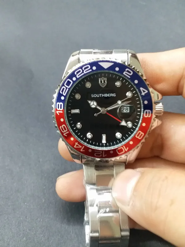 Роскошные мужские часы от ведущего бренда GMT, кварцевые часы, деловые светящиеся сапфировые часы из нержавеющей стали, часы daytona 4,4 см